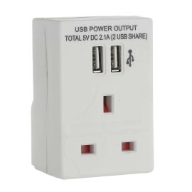 Benross 5 Volt Mains Adaptor - 2.1A - Includes 2 USB Sockets