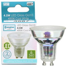 Crompton 4.5W Led Glass GU10 Cool White