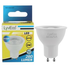 Lyveco 3W Led Smd/Cob GU10 240V Cool White