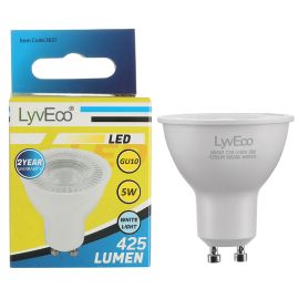 Lyveco 5W Led Smd/Cob GU10 240V 60Â° Cool White
