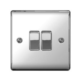 Nexus 2 Gang 2 Way Light Switch Polished Chrome
