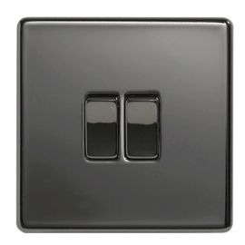 Nexus Wall Switch - 2 Gang - 2 Way - Black Nickel