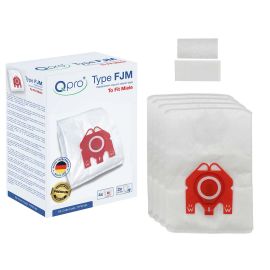 Qpro Microfibre Bag - FJM (Pack Of 4 Bags + 2 Cut To Size Filters) - Compatible With Miele Vacuum Cleaners